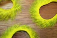 1/8" Olive Barred Rabbit Zonker Strips Olive/Yellow
