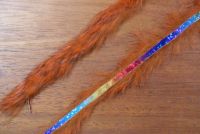 1/8" Bling Rabbit Strips Crawfish Orange Holo. Rainbow Accent