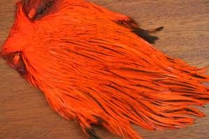 Lathkill Dyed Indian Badger Salmon Cock Capes Hot Orange