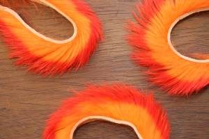 1/8" Two Toned Rabbit Zonker Strips Hot Orange/Flo Orange